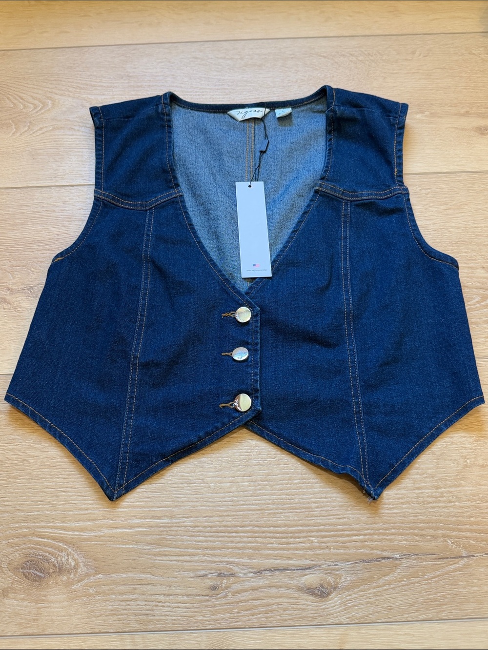 NWT Vigoss Dark Blue Denim Vest